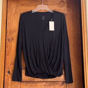 Black Wrap Long Sleeve Top
